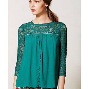 Anthropologie lace long sleeve blouse